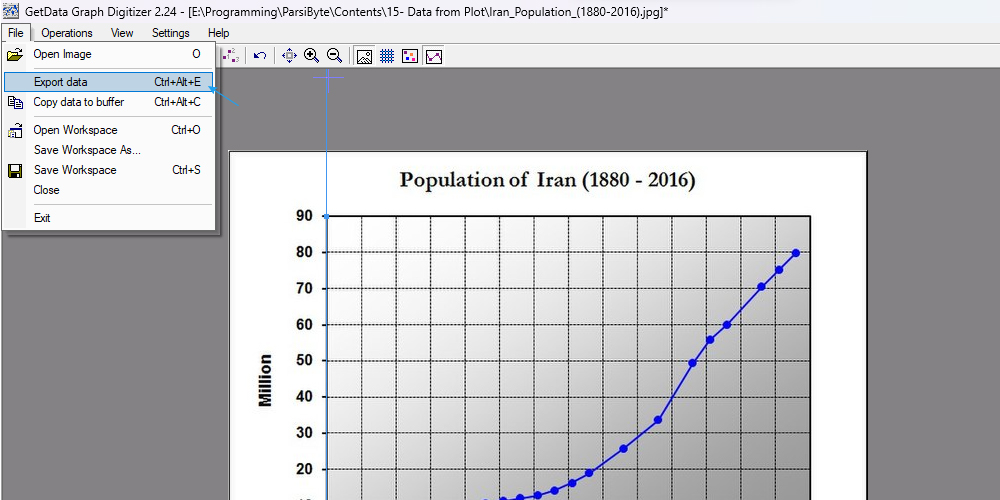 استخراج داده از نمودار با نرم افزار GetData Graph Digitizer 