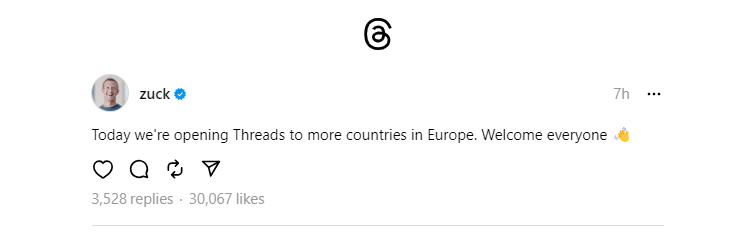 شروع به کار شبکه اجتماعی تردز در اروپا -
Threads in Europe