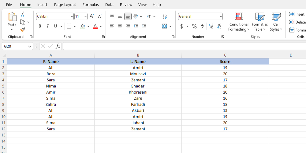 آموزش حذف ردیف و سطر های تکراری در اکسل
