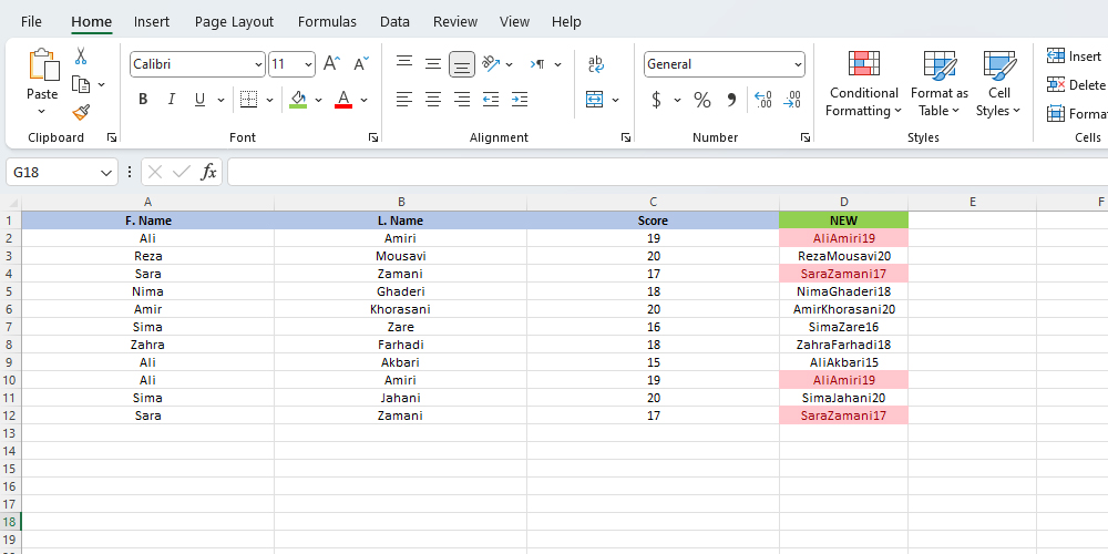 آموزش پیدا کردن ردیف و سطر های تکراری در اکسل