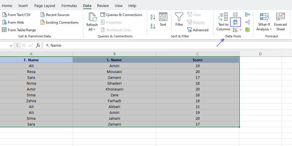 آموزش حذف ردیف و سطر های تکراری در اکسل