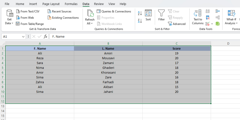 آموزش حذف ردیف و سطر های تکراری در اکسل