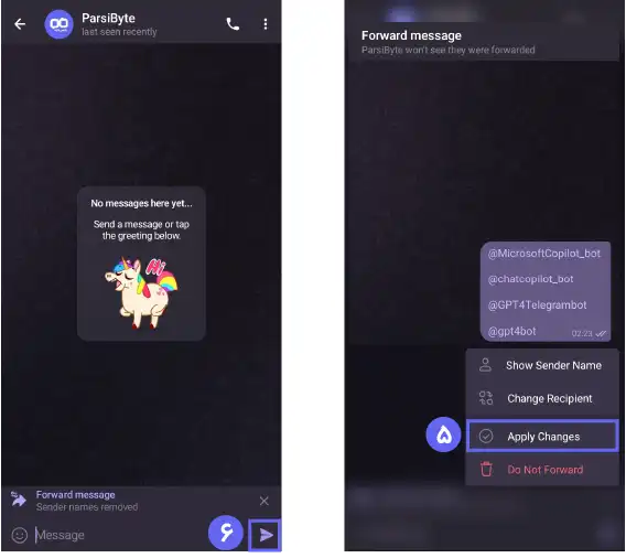فوروارد بدون نام در تلگرام