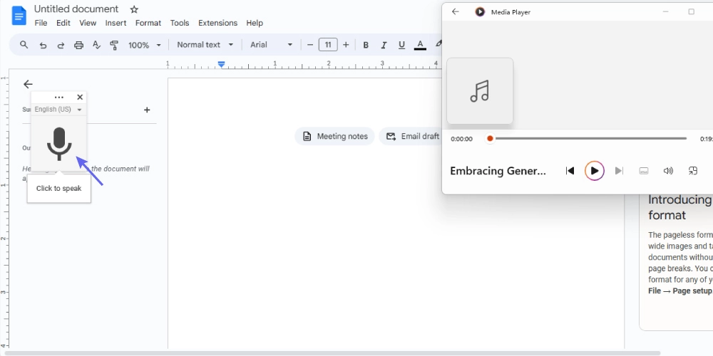 تبدیل صدا به متن انگلیسی در گوگل داکس google docs