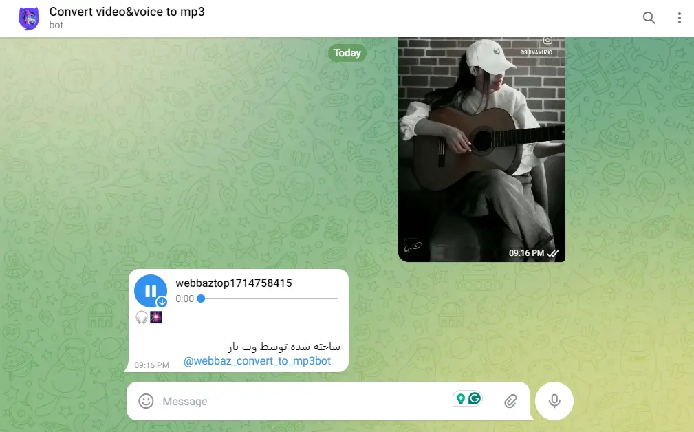 تبدیل ویدیو به mp3 با ربات تلگرامی Convert video&voice to mp3