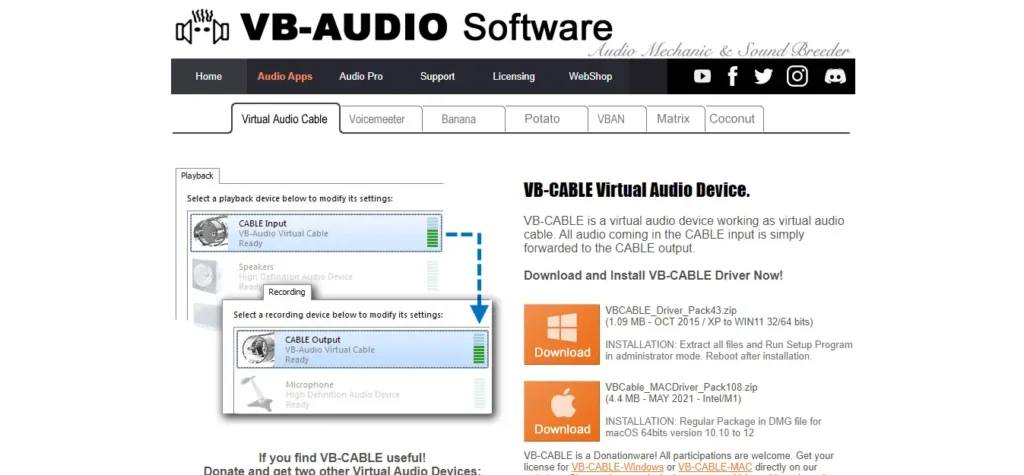 نرم افزار VB-Audio - کابل صوتی مجازی
