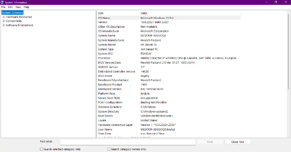 پیدا کردن مشخصات سیستم در ویندوز 11
